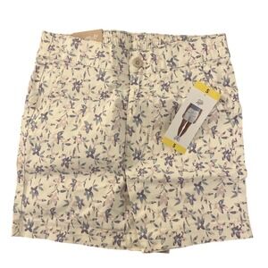 Jachs New York Girlfriend Chino Shorts‎ Stretch Floral Womens Size S White.